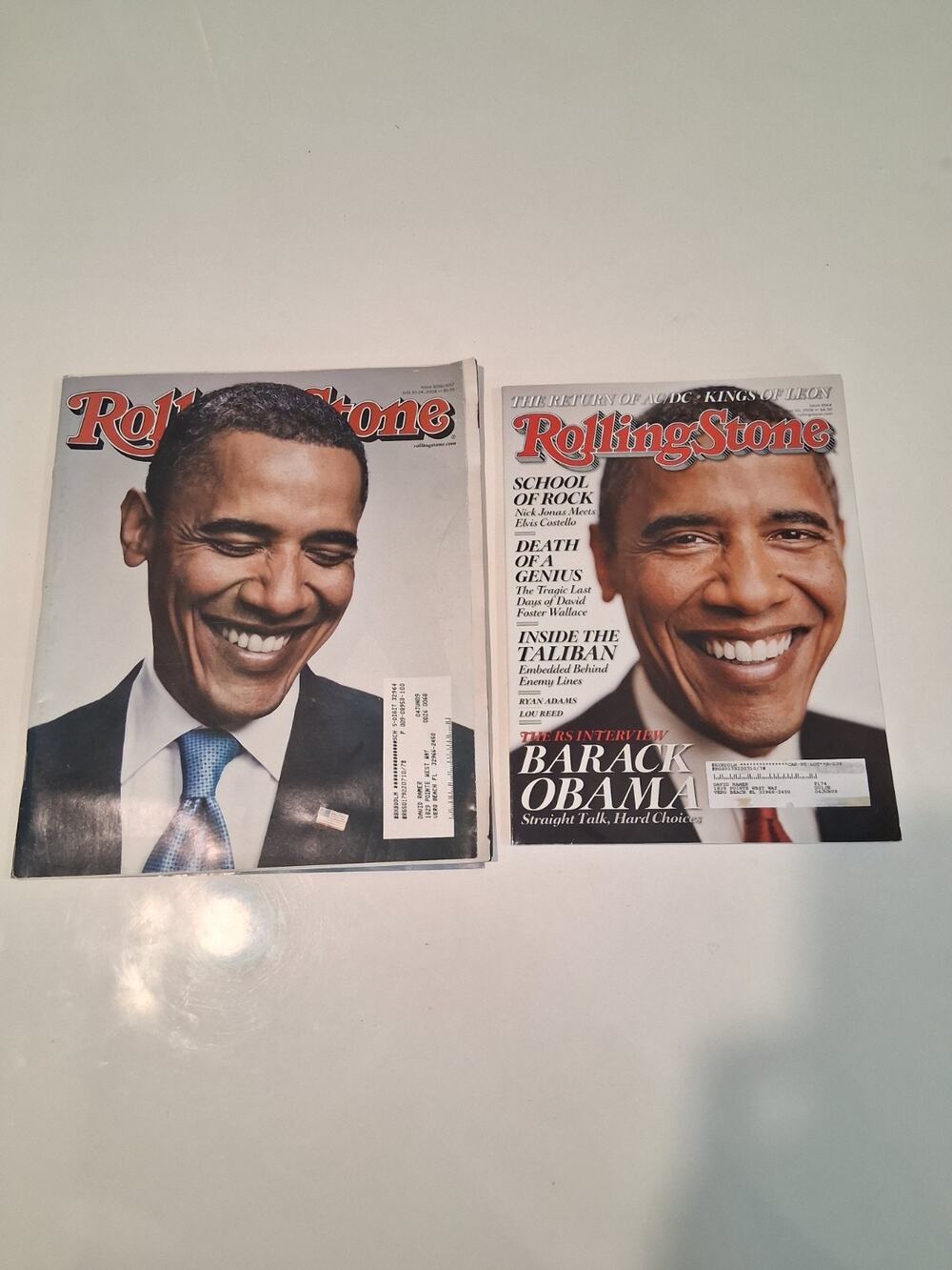 Lot of 2 Barack Obama Rolling Stone Magazines - 2008 & 2012 Election Covers